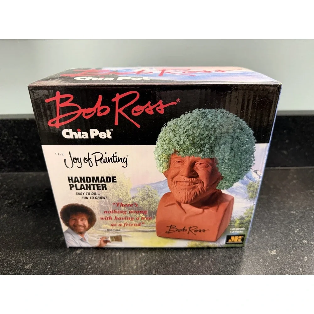Lot of 3 Chia Pets Bob Ross Grogu The Child Zombie Planters Complete Open Box